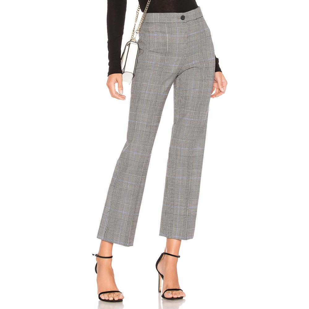 Theory Cardinal Plaid Virgin Wool Blend Straight Leg Ankle Trouser Pants 6 $395
